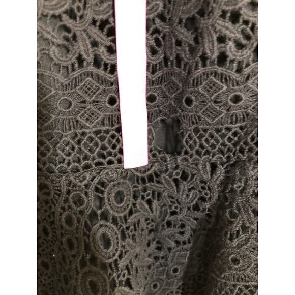 Shoshanna Aviva Dress Sheer Lace 3/4 Sleeve Flounce Hem Mini Cocktail Black 8 - Picture 7 of 10